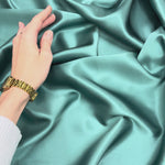 Dusty Turquoise 100% Pure Mulberry Silk Fabric 19mm Cut-to-Size Silk Fabric
