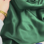 Hunter Green 100% Pure Mulberry Silk Fabric 19mm Cut-to-Size Silk Fabric

