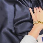 Super Dark Blue 100% Pure Mulberry Silk Fabric 19mm Cut-to-Size Silk Fabric
