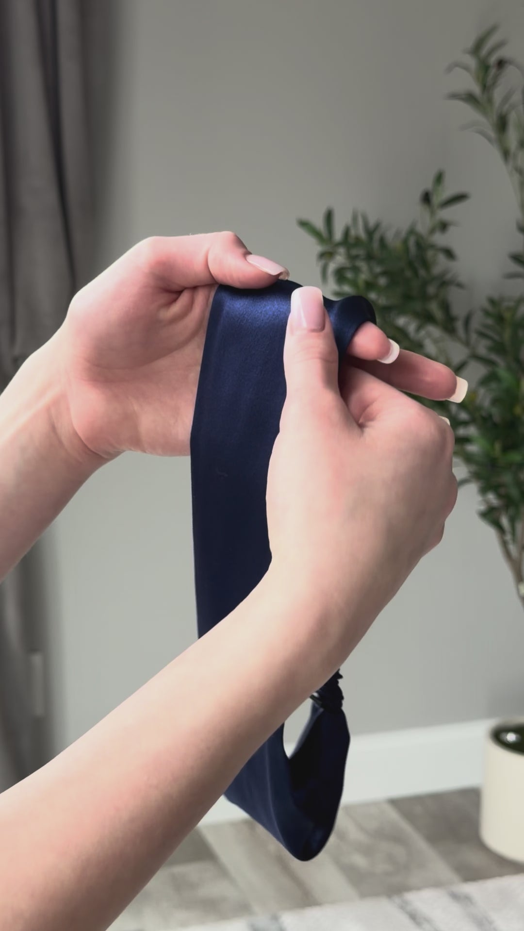 Navy Blue Pure Silk Headband
