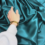 Teal 100% Pure Mulberry Silk Fabric 19mm Cut-to-Size Silk Fabric
