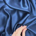 Dark Blue 100% Pure Mulberry Silk Fabric 19mm Cut-to-Size Silk Fabric
