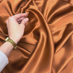 Copper 100% Pure Mulberry Silk Fabric 19mm Cut-to-Size Silk Fabric
