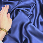 Deep Blue 100% Pure Mulberry Silk Fabric 19mm Cut-to-Size Silk Fabric
