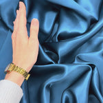 Tapestry Blue 100% Pure Mulberry Silk Fabric 19mm Cut-to-Size Silk Fabric
