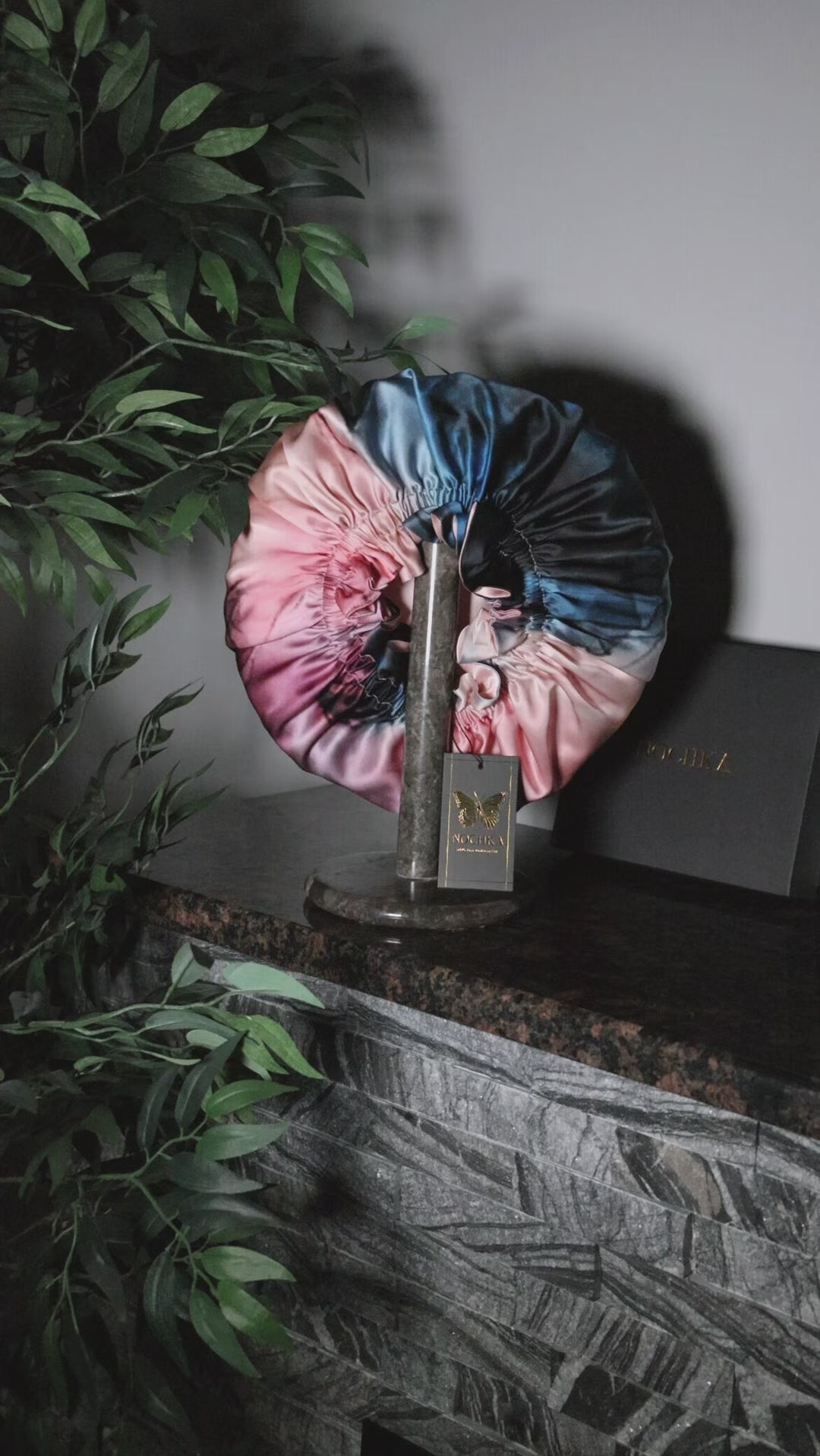 Mulberry Silk Bonnet for Sleeping –100% Silk Reversible 19 Momme Hair Bonnet |  Navy Blue and Blush
