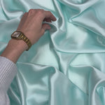 Light Aqua Blue 100% Pure Mulberry Silk Fabric 19mm Cut-to-Size Silk Fabric
