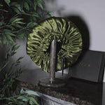Mulberry Silk Bonnet for Sleeping –100% Silk Reversible 19 Momme Hair Bonnet | Olive and Black
