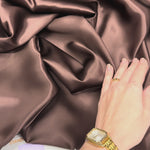 Dark Brown 100% Pure Mulberry Silk Fabric 19mm Cut-to-Size Silk Fabric
