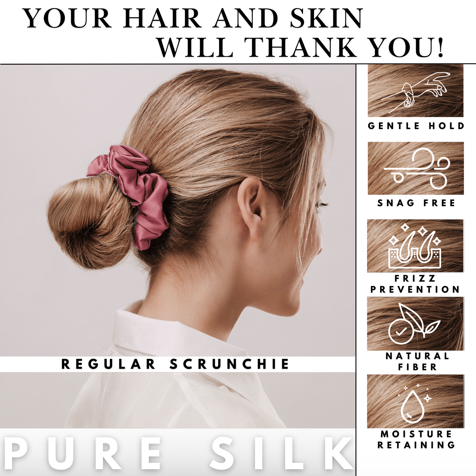 Punch Regular Scrunchie – 100% Pure Mulberry Silk, Perfect for All Hair Types - NOCHKA
