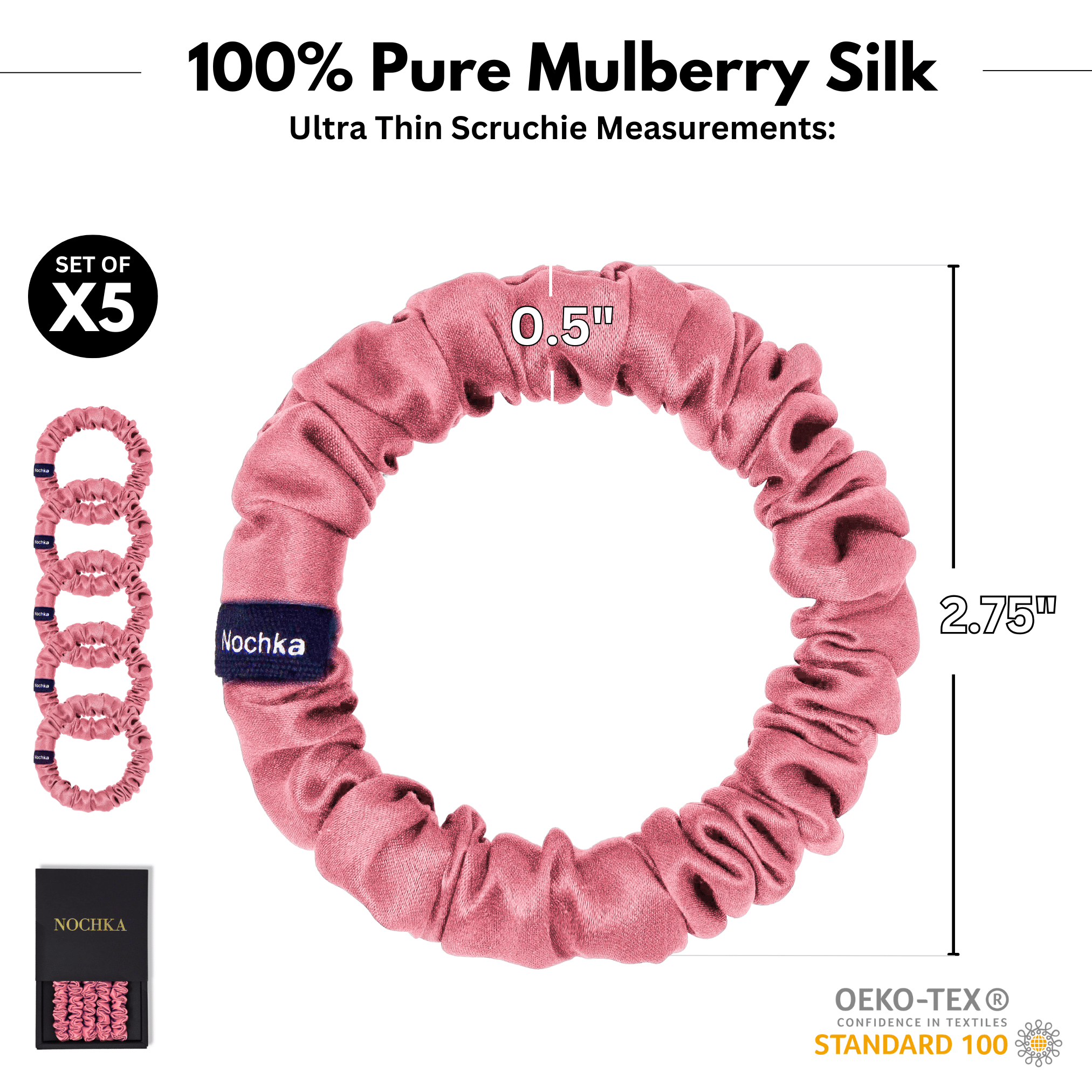 Punch Ultra - Skinny Silk Scrunchies (Set of 5) - NOCHKA
