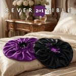Purple & Black Pure Mulberry Silk Bonnet – Reversible & Durable - NOCHKA
