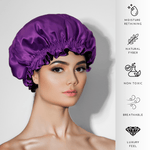 Purple & Black Pure Mulberry Silk Bonnet – Reversible & Durable - NOCHKA
