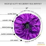 Purple & Black Pure Mulberry Silk Bonnet – Reversible & Durable - NOCHKA
