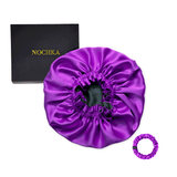 Purple & Black Pure Mulberry Silk Bonnet – Reversible & Durable - NOCHKA

