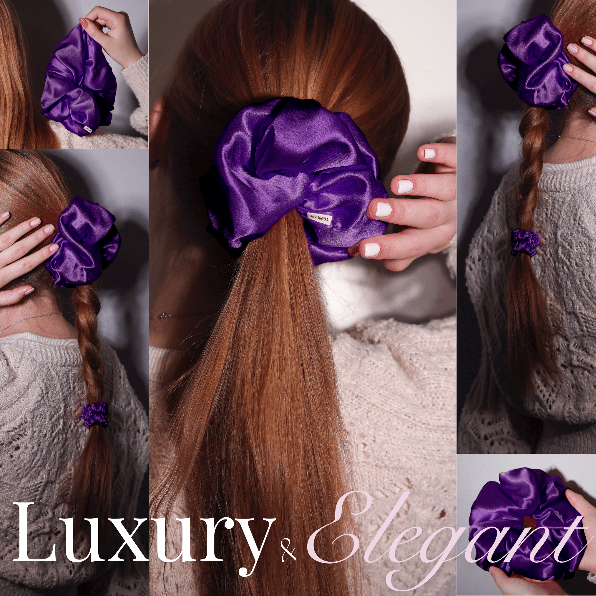 Purple Jumbo Scrunchie – 100% Pure Mulberry Silk, Perfect for All Hair Types - NOCHKA
