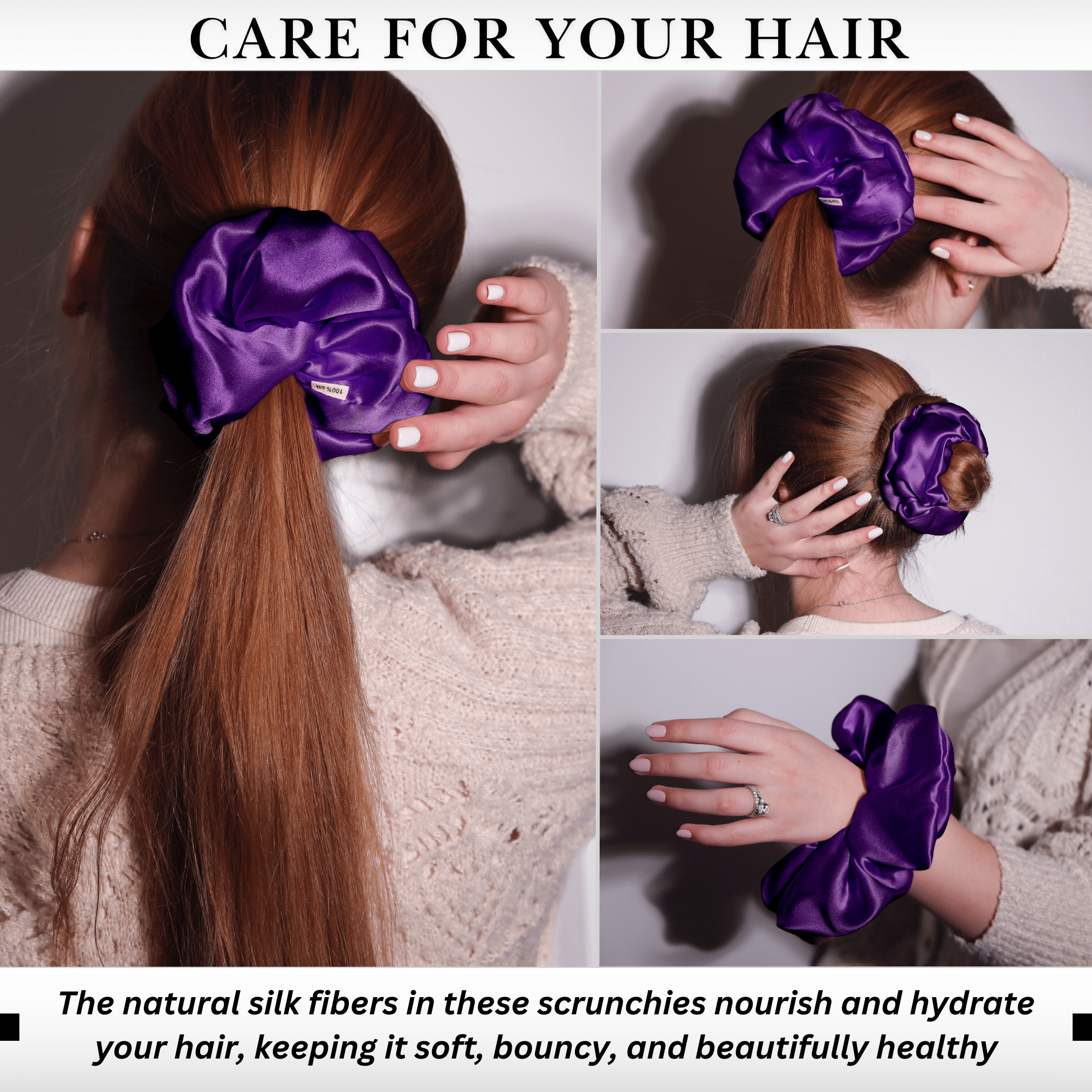 Purple Jumbo Scrunchie – 100% Pure Mulberry Silk, Perfect for All Hair Types - NOCHKA
