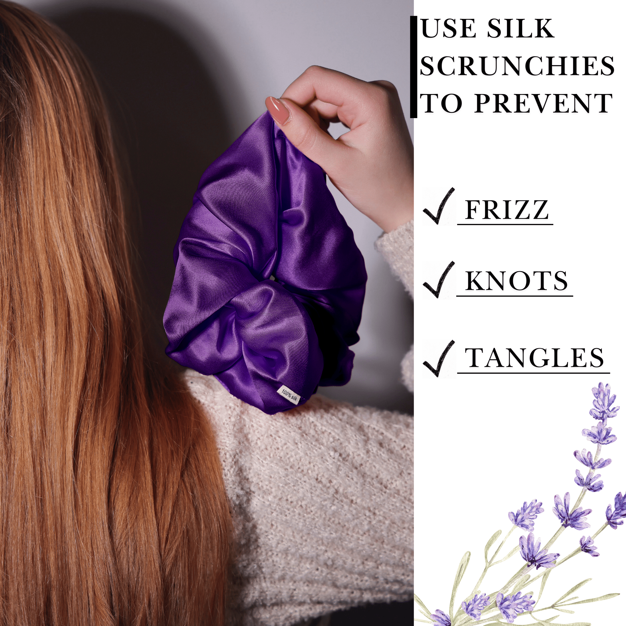 Purple Jumbo Scrunchie – 100% Pure Mulberry Silk, Perfect for All Hair Types - NOCHKA
