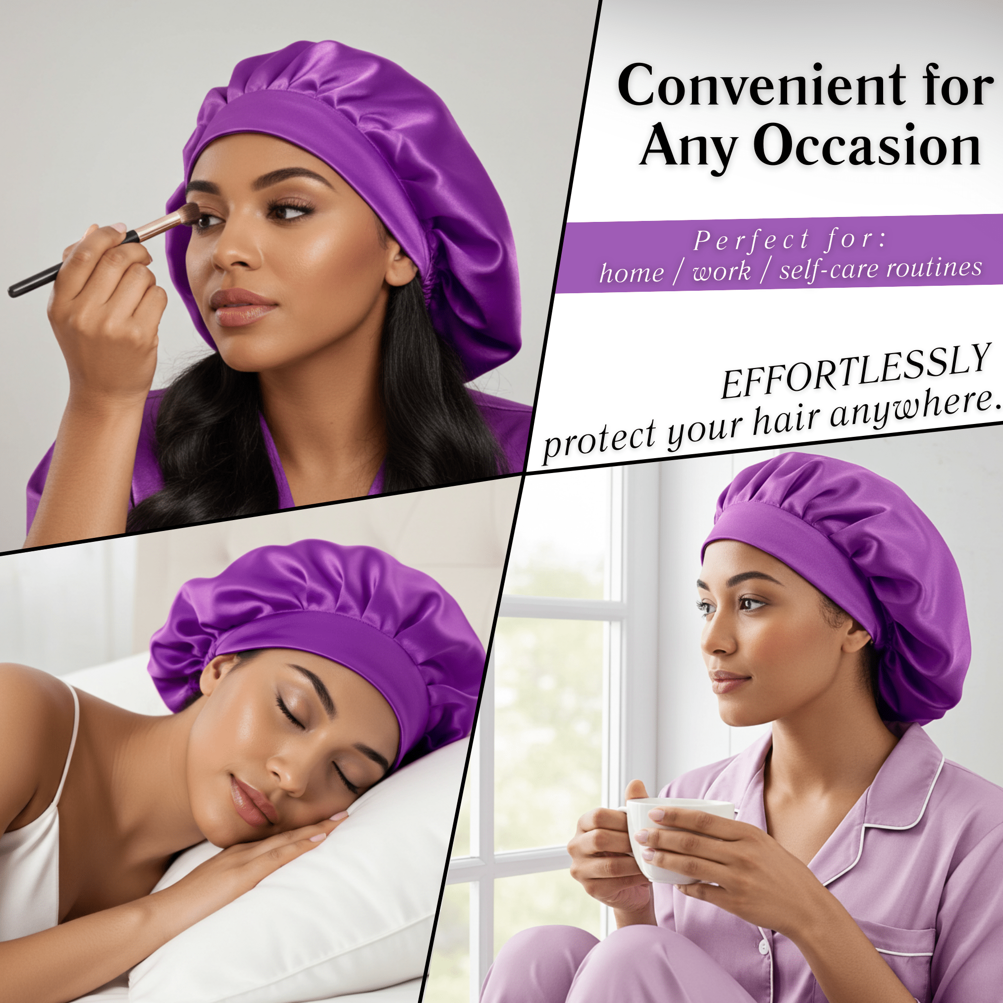 Purple Pure Mulberry Silk Medical Bonnet – Reversible & Durable - NOCHKA
