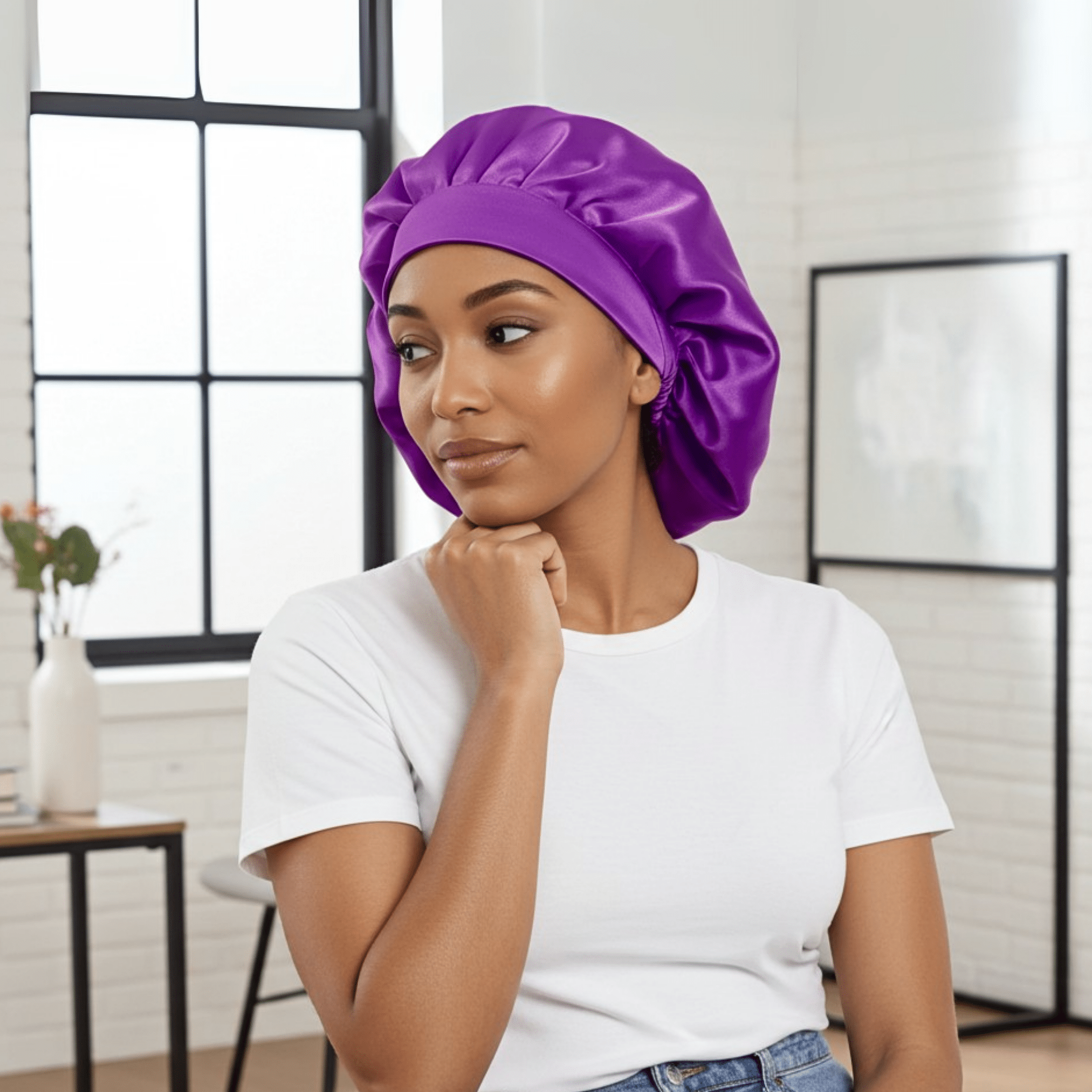 Purple Pure Mulberry Silk Medical Bonnet – Reversible & Durable - NOCHKA
