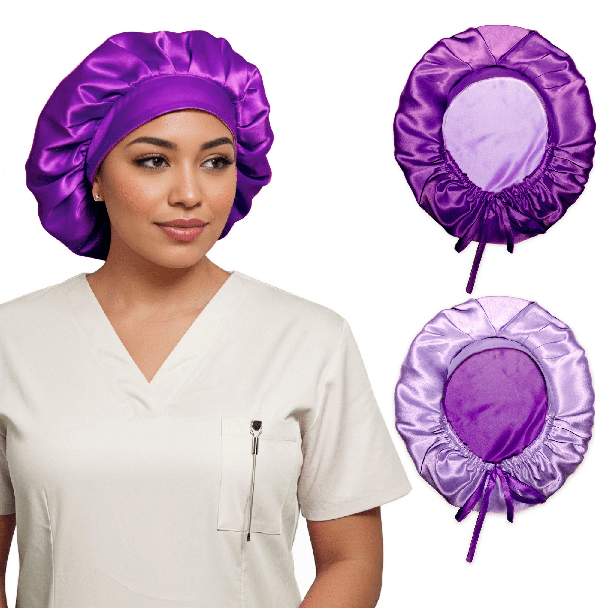 Purple Pure Mulberry Silk Medical Bonnet – Reversible & Durable - NOCHKA
