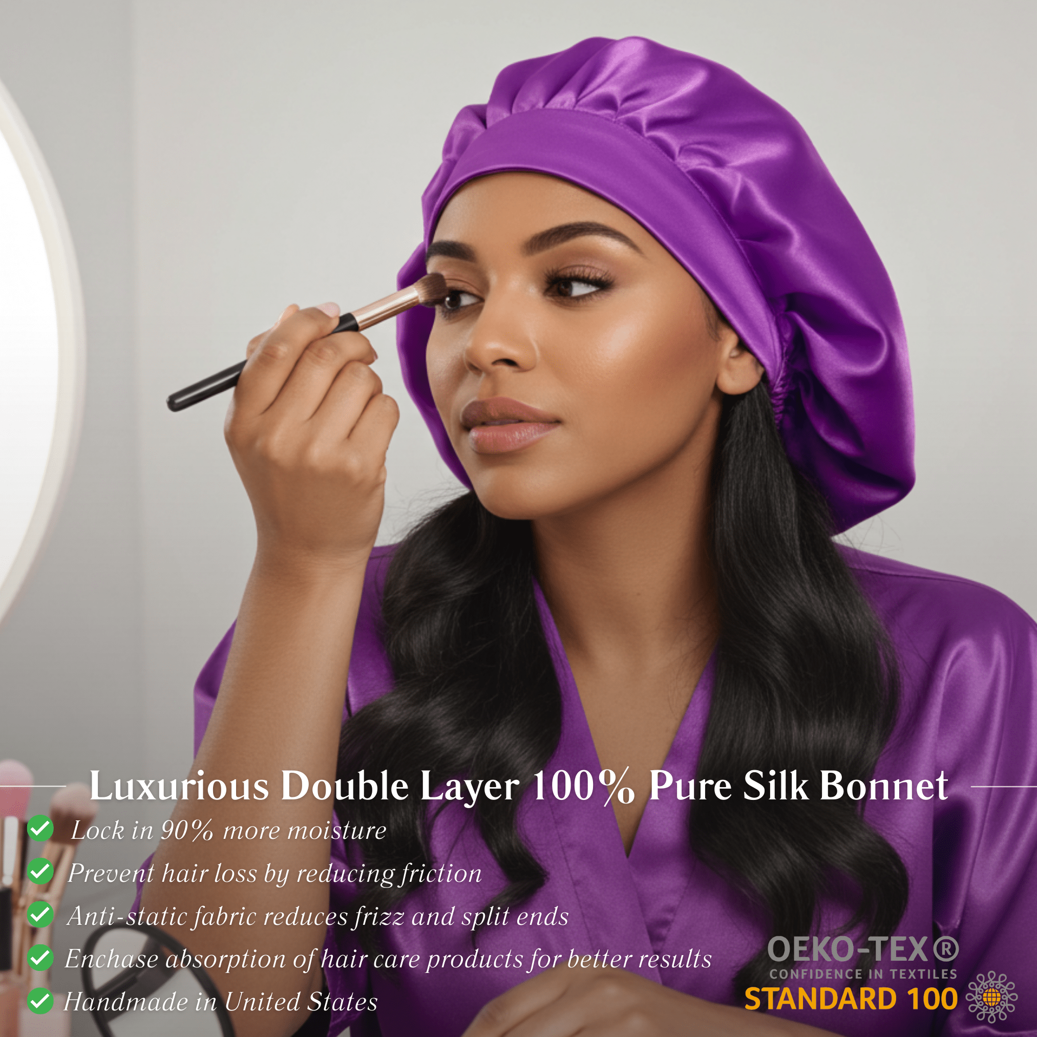 Purple Pure Mulberry Silk Medical Bonnet – Reversible & Durable - NOCHKA
