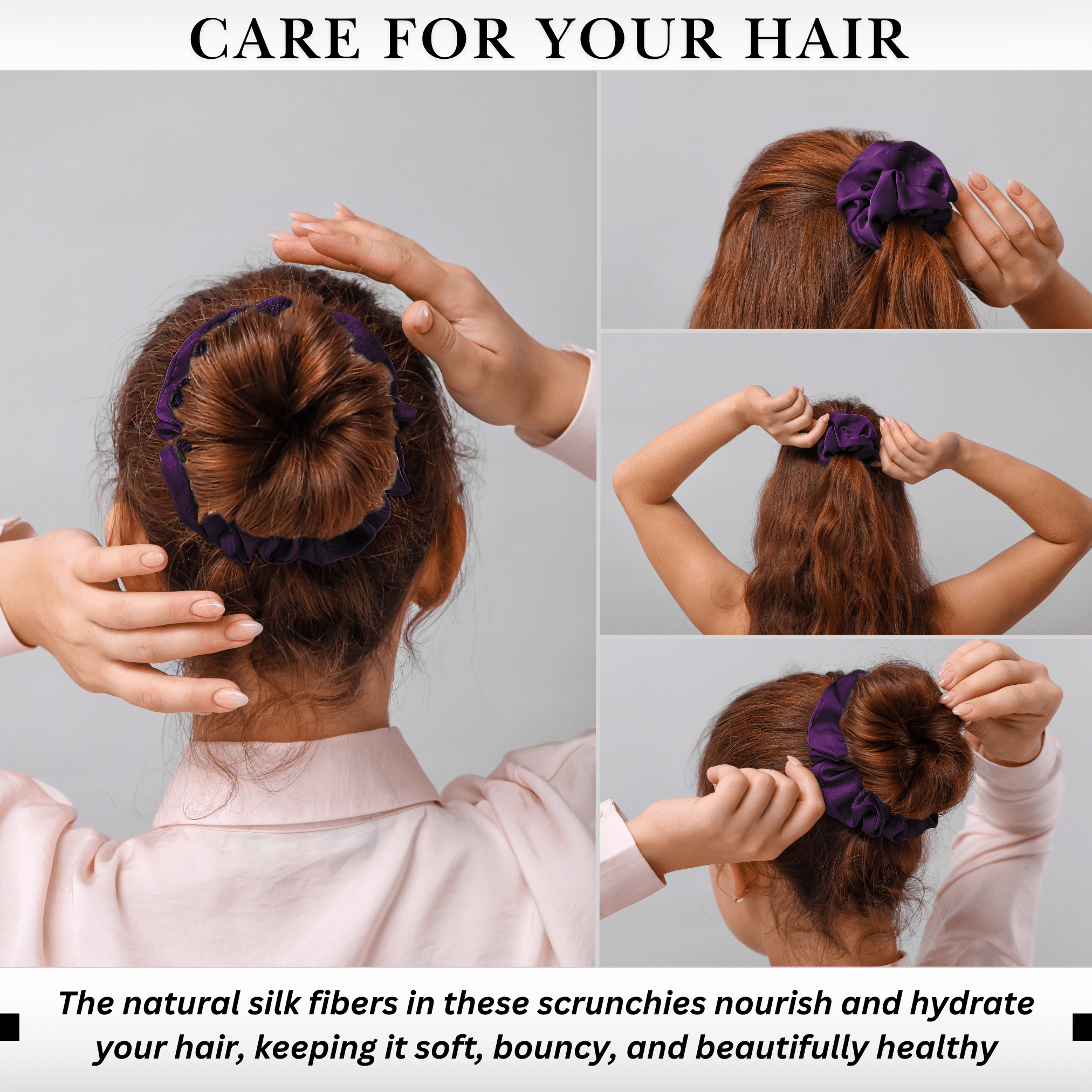 Purple Regular Scrunchie – 100% Pure Mulberry Silk, Perfect for All Hair Types - NOCHKA
