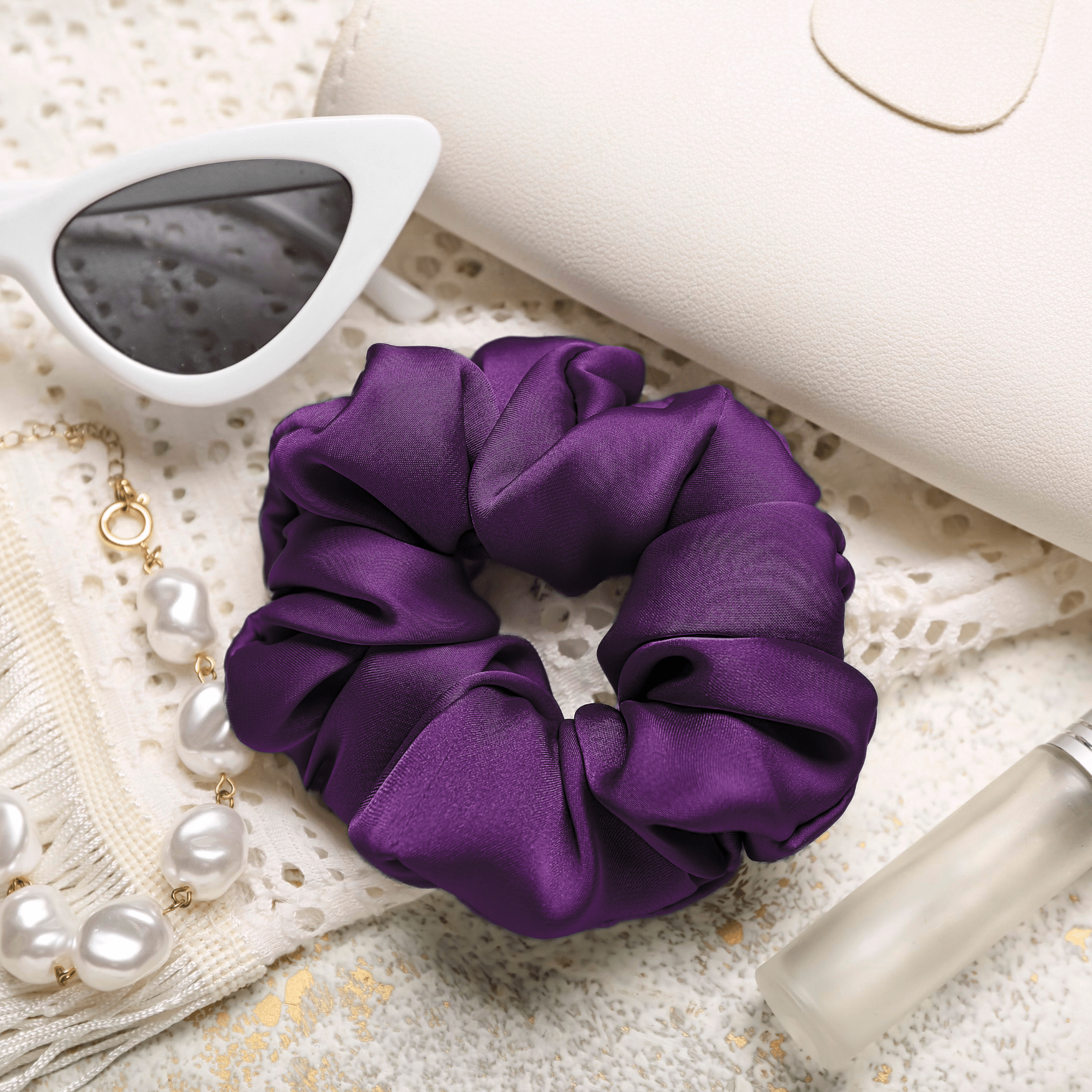 Purple Regular Scrunchie – 100% Pure Mulberry Silk, Perfect for All Hair Types - NOCHKA
