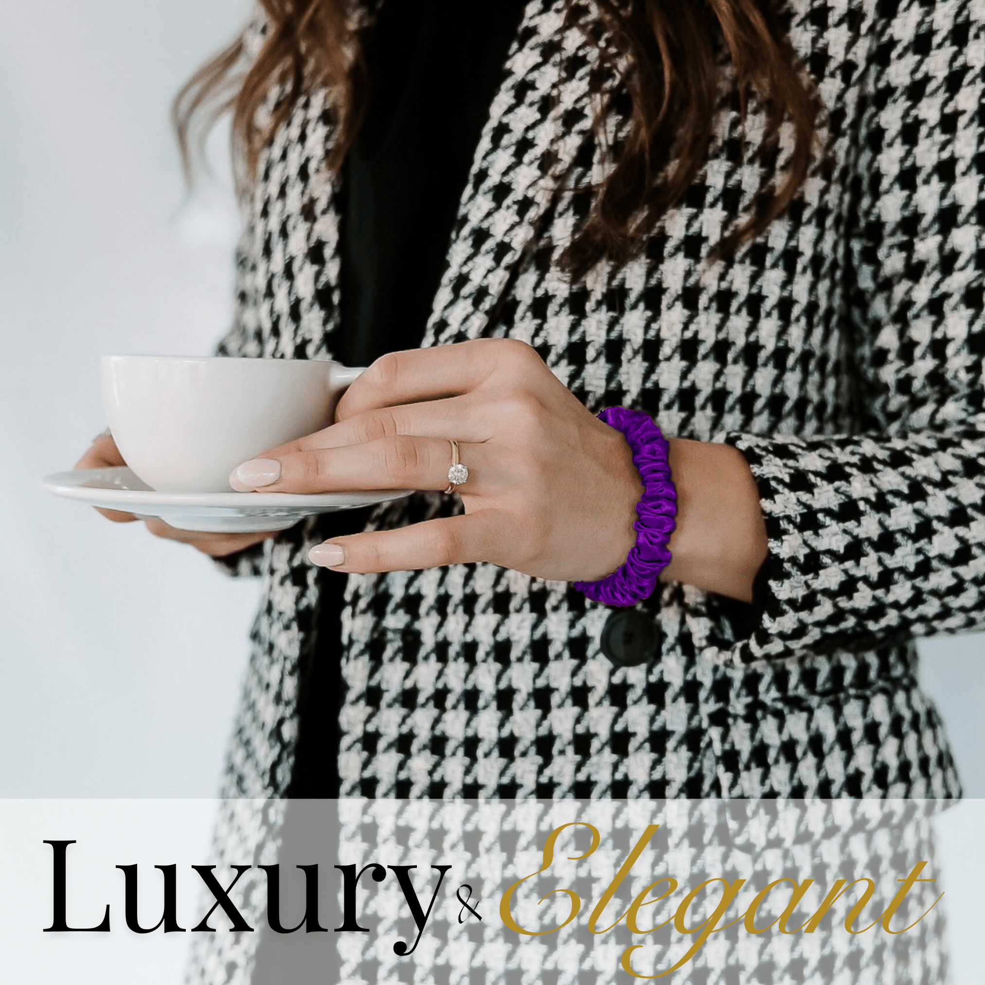 Purple Ultra Skinny Scrunchie – 100% Pure Mulberry Silk, Perfect for All Hair Types - NOCHKA
