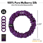 Purple Ultra - Skinny Silk Scrunchies (Set of 5) - NOCHKA
