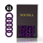 Purple Ultra - Skinny Silk Scrunchies (Set of 5) - NOCHKA
