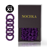 Purple Ultra - Skinny Silk Scrunchies (Set of 5) - NOCHKA
