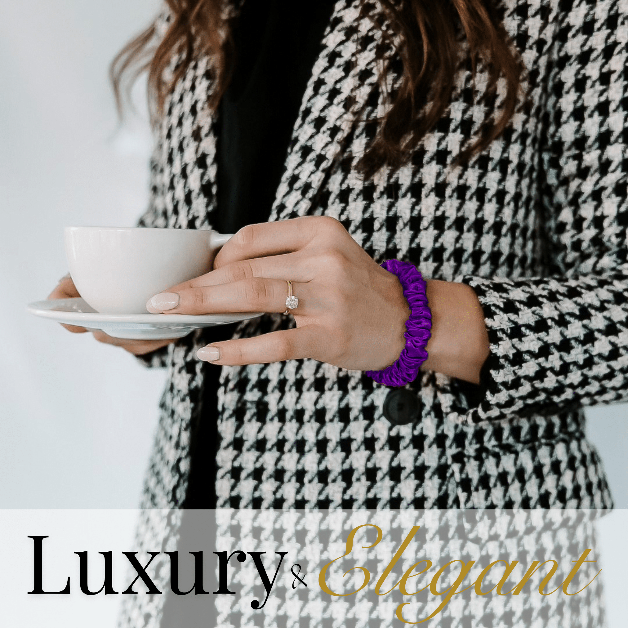 Purple Ultra - Skinny Silk Scrunchies (Set of 5) - NOCHKA
