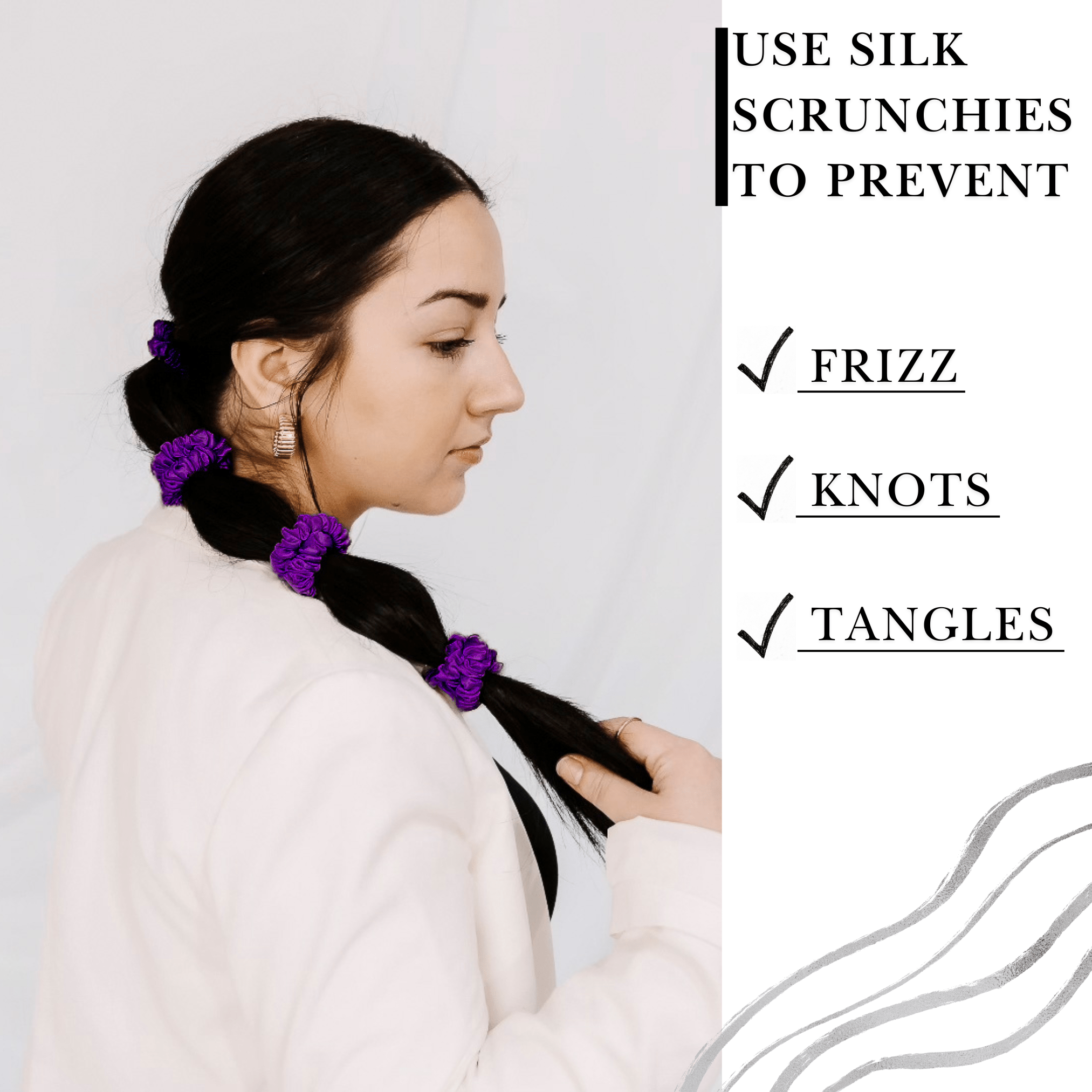 Purple Ultra - Skinny Silk Scrunchies (Set of 5) - NOCHKA
