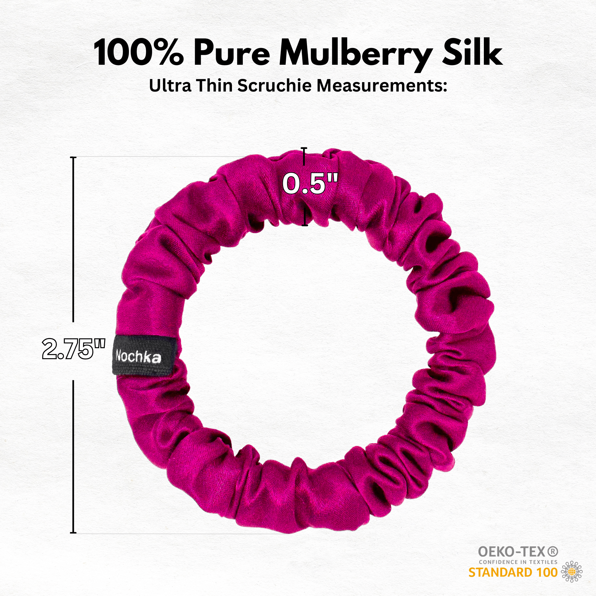 Raspberry Ultra Skinny Scrunchie – 100% Pure Mulberry Silk, Perfect for All Hair Types - NOCHKA

