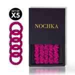 Raspberry Ultra - Skinny Silk Scrunchies (Set of 5) - NOCHKA
