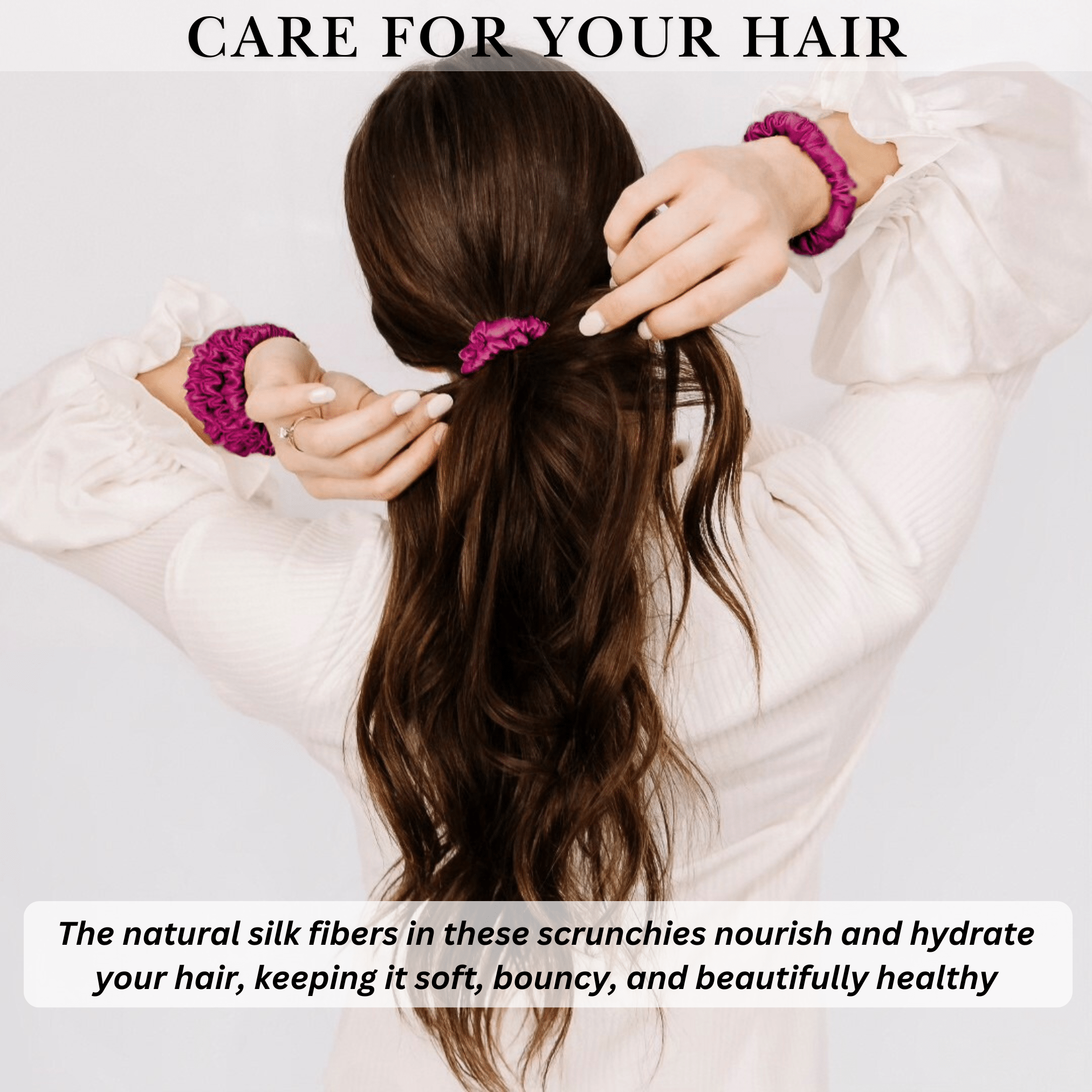 Raspberry Ultra - Skinny Silk Scrunchies (Set of 5) - NOCHKA
