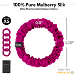Raspberry Ultra - Skinny Silk Scrunchies (Set of 5) - NOCHKA

