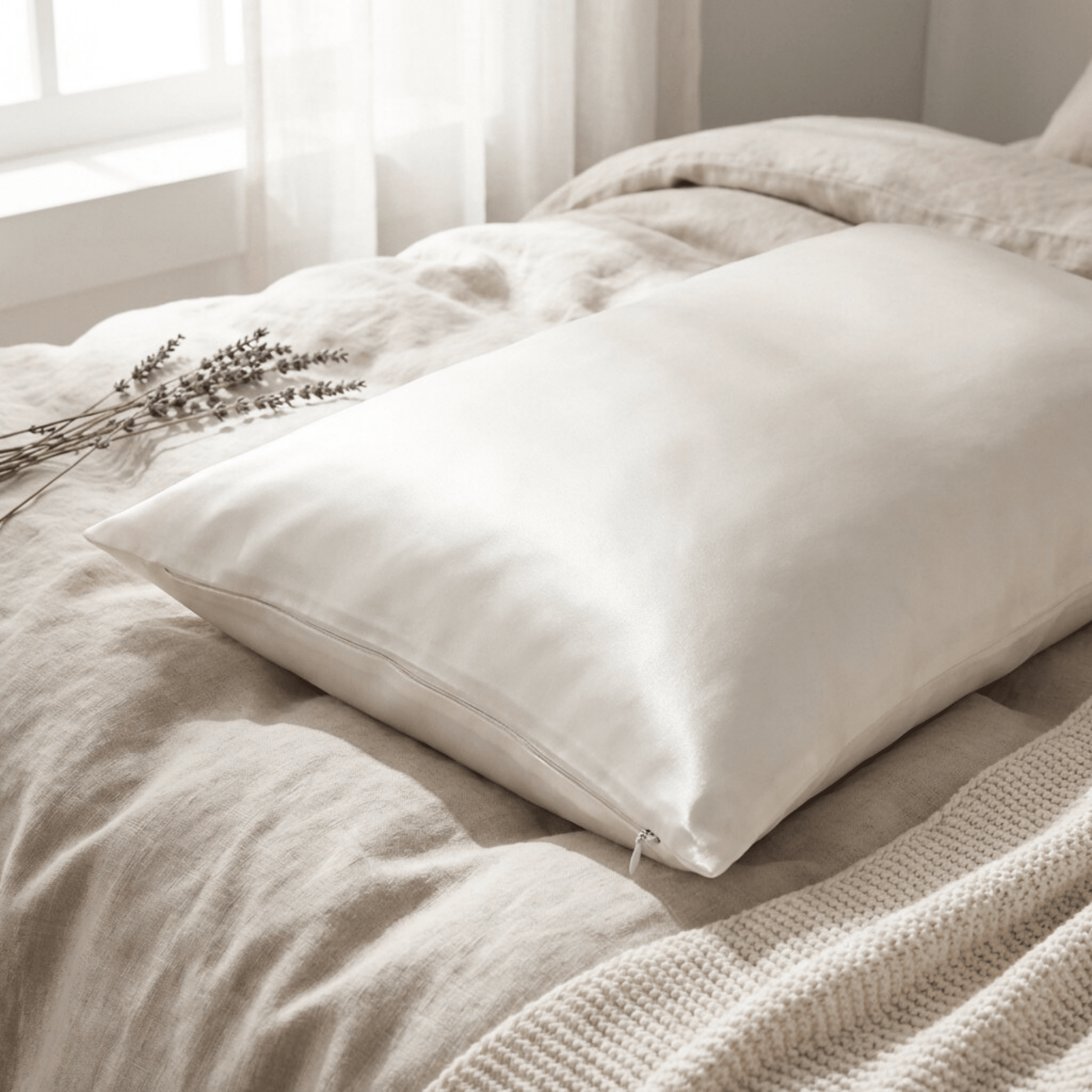 RAW (Undyed) 100% Pure Mulberry Silk Pillowcase 30 MOMME - Zipper - NOCHKA
