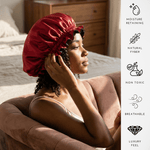 Red & Black Pure Mulberry Silk Bonnet – Reversible & Durable - NOCHKA
