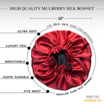 Red & Black Pure Mulberry Silk Bonnet – Reversible & Durable - NOCHKA
