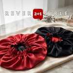Red & Black Pure Mulberry Silk Bonnet – Reversible & Durable - NOCHKA
