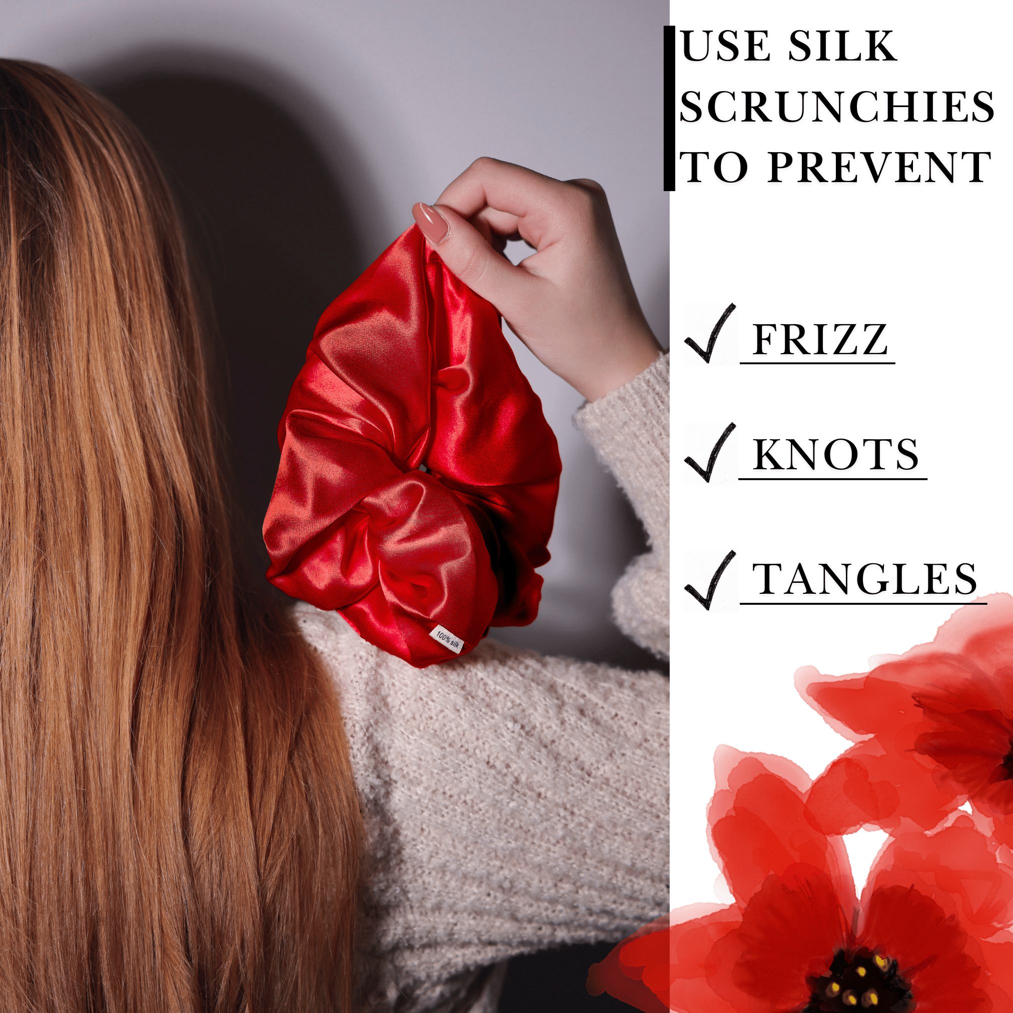 Red Jumbo Scrunchie – 100% Pure Mulberry Silk, Perfect for All Hair Types - NOCHKA
