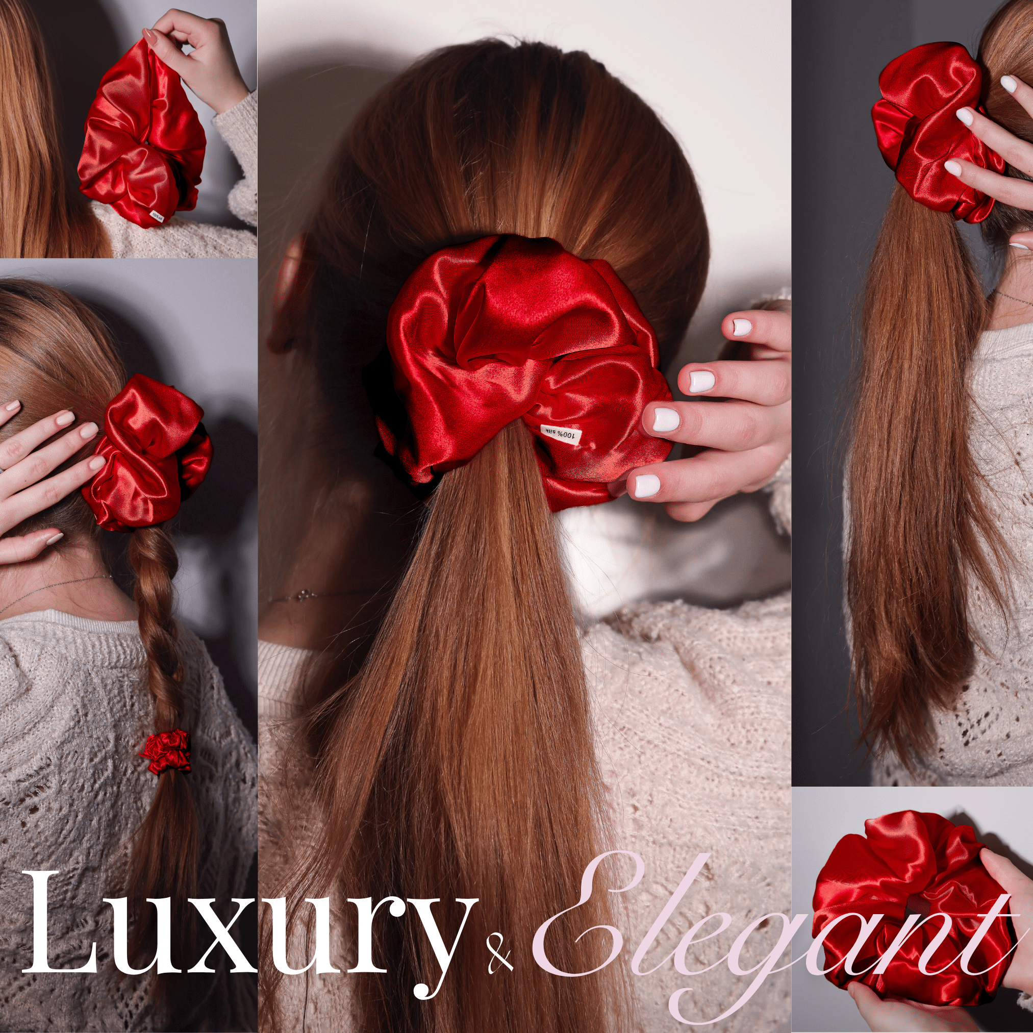 Red Jumbo Scrunchie – 100% Pure Mulberry Silk, Perfect for All Hair Types - NOCHKA
