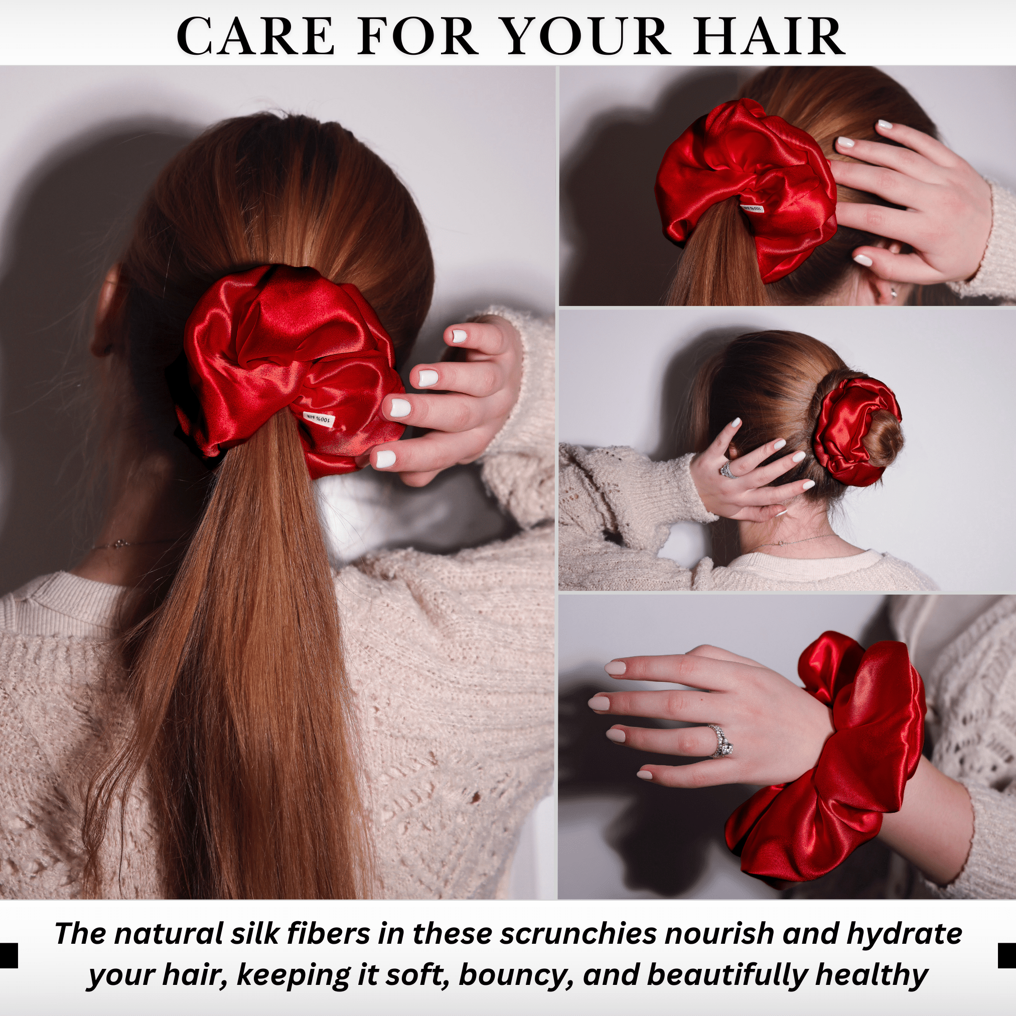 Red Jumbo Scrunchie – 100% Pure Mulberry Silk, Perfect for All Hair Types - NOCHKA
