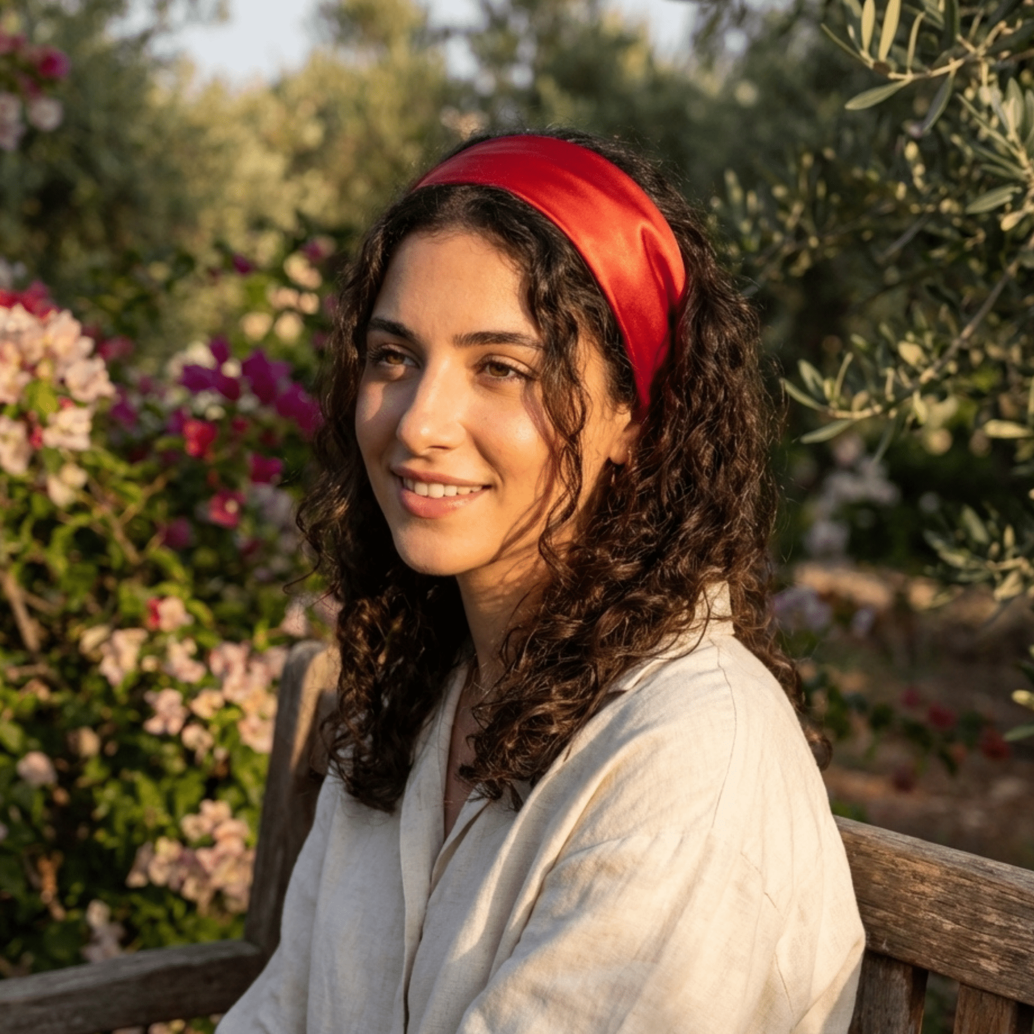 Red Pure Silk Headband - NOCHKA
