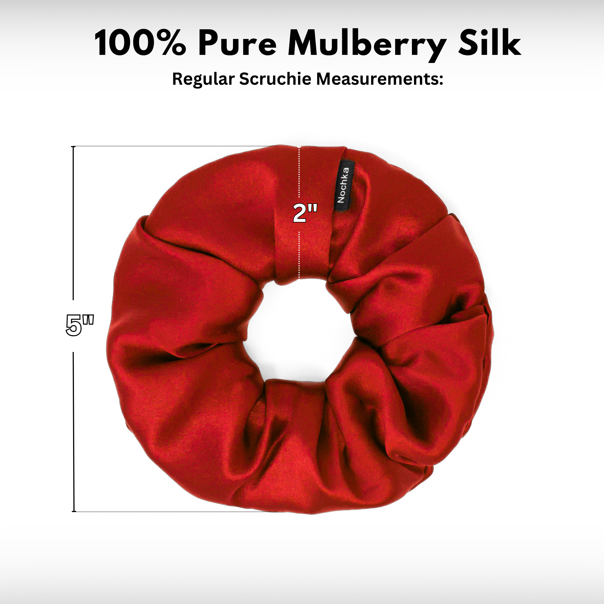Red Regular Scrunchie – 100% Pure Mulberry Silk, Perfect for All Hair Types - NOCHKA
