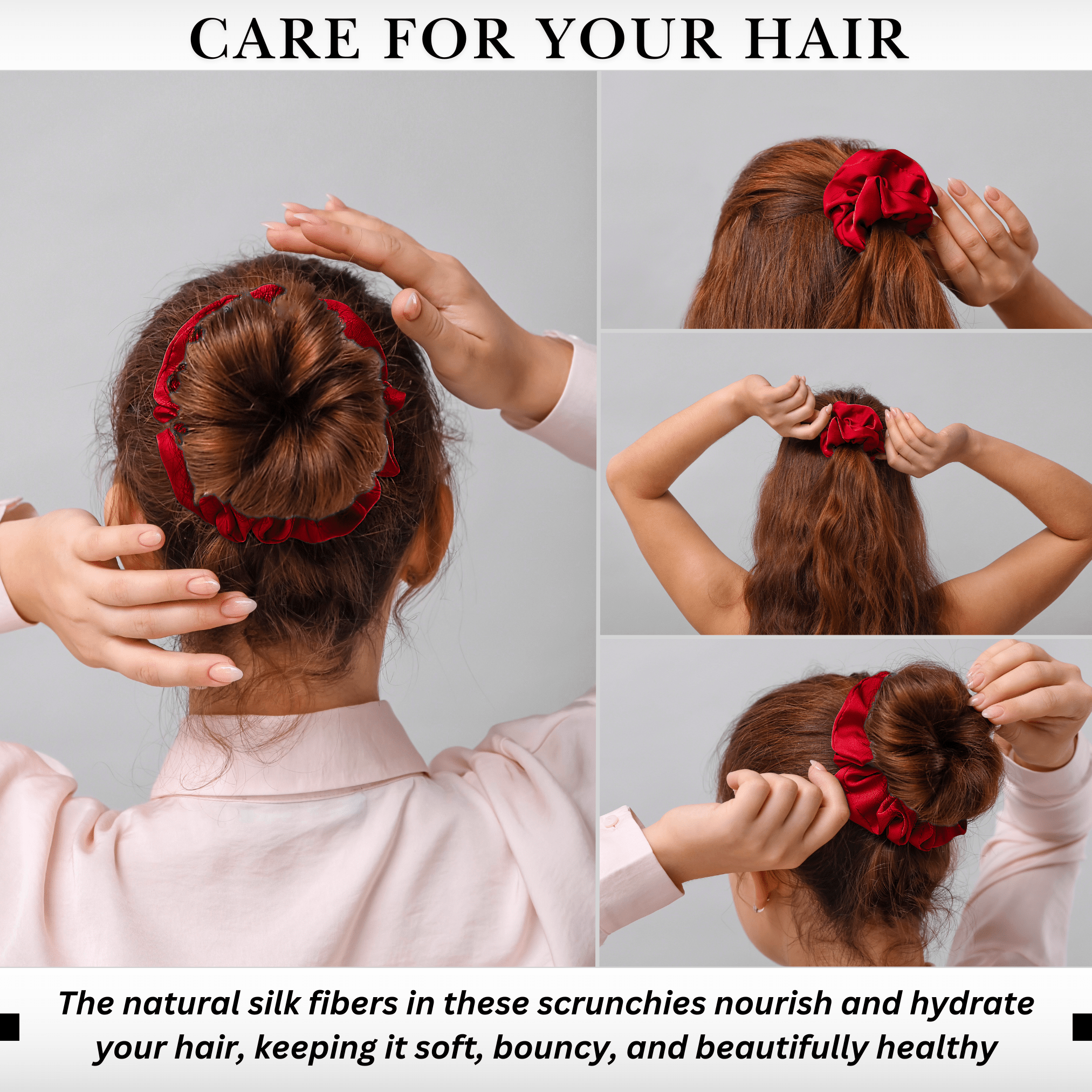Red Regular Scrunchie – 100% Pure Mulberry Silk, Perfect for All Hair Types - NOCHKA
