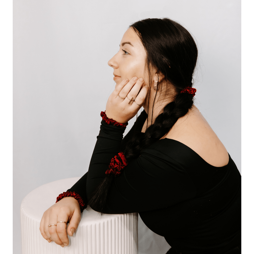 Red Shades Ultra - Skinny Silk Scrunchies (Set of 5) - NOCHKA
