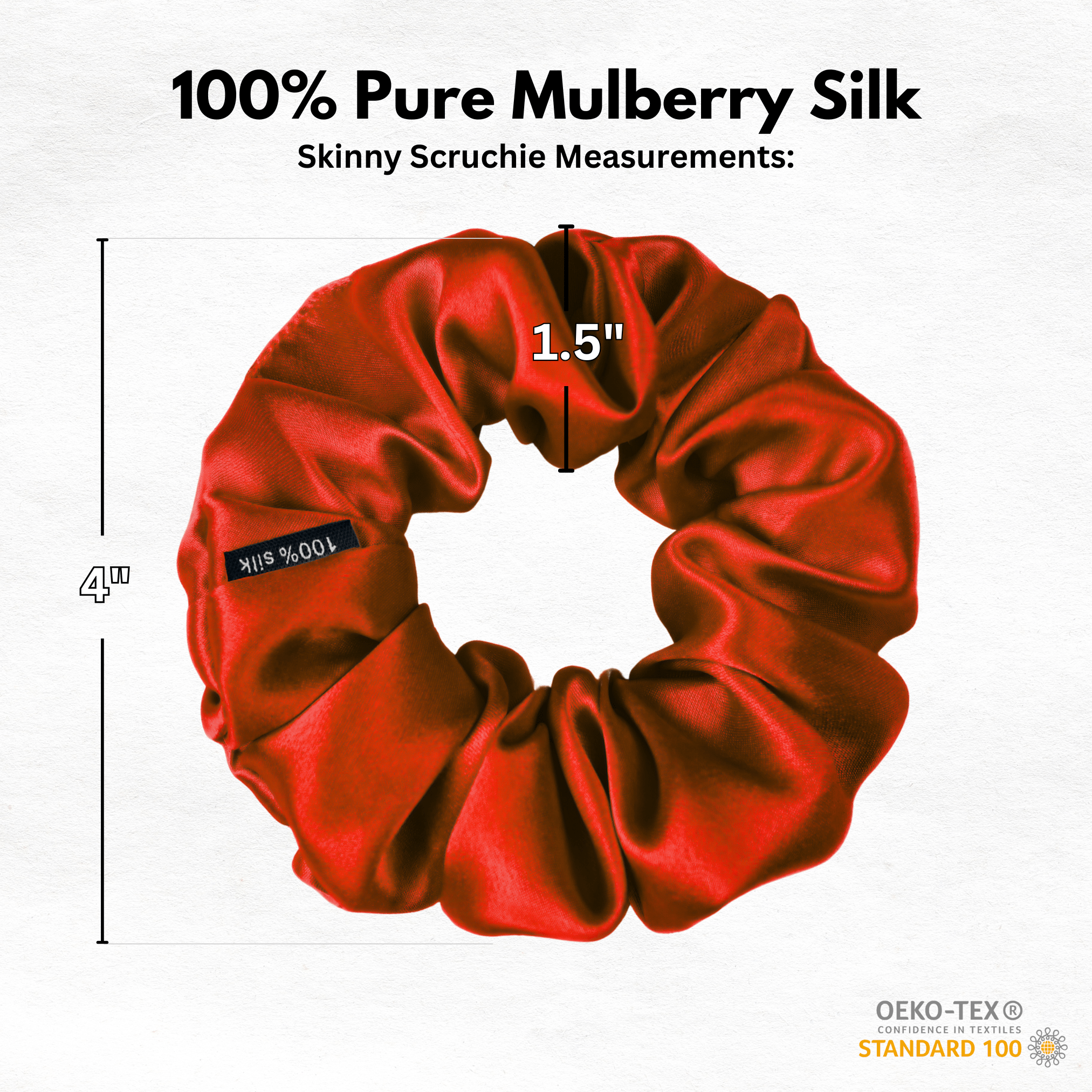 Red Skinny Scrunchie – 100% Pure Mulberry Silk, Perfect for All Hair Types - NOCHKA
